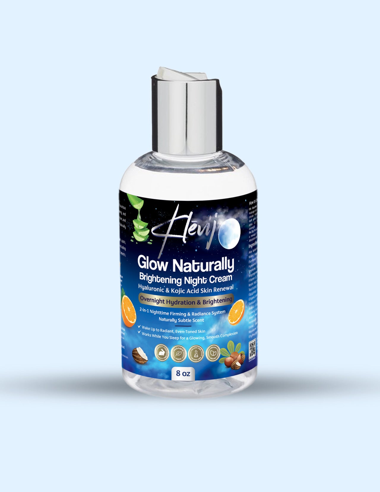 Klevij Glow Naturally Brightening Night Cream  Hyaluronic & Kojic Acid  Skin Renewal (8 oz)