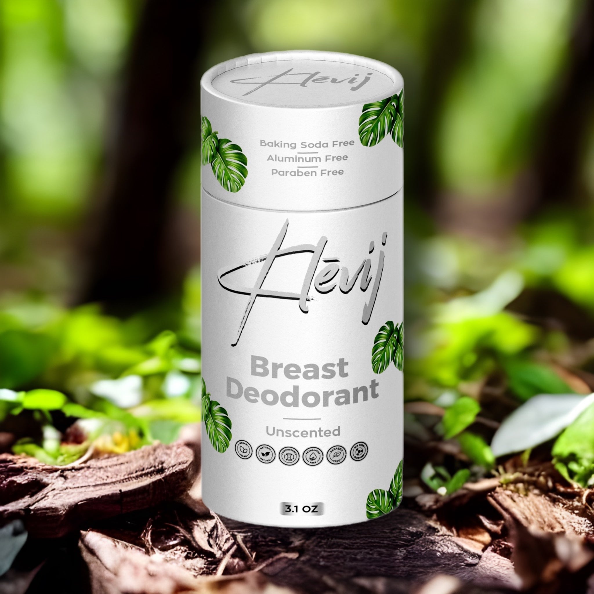 Breast Deodorant by Klevij | 3.1 oz Unscented | Fresh, Chemical-Free Protection