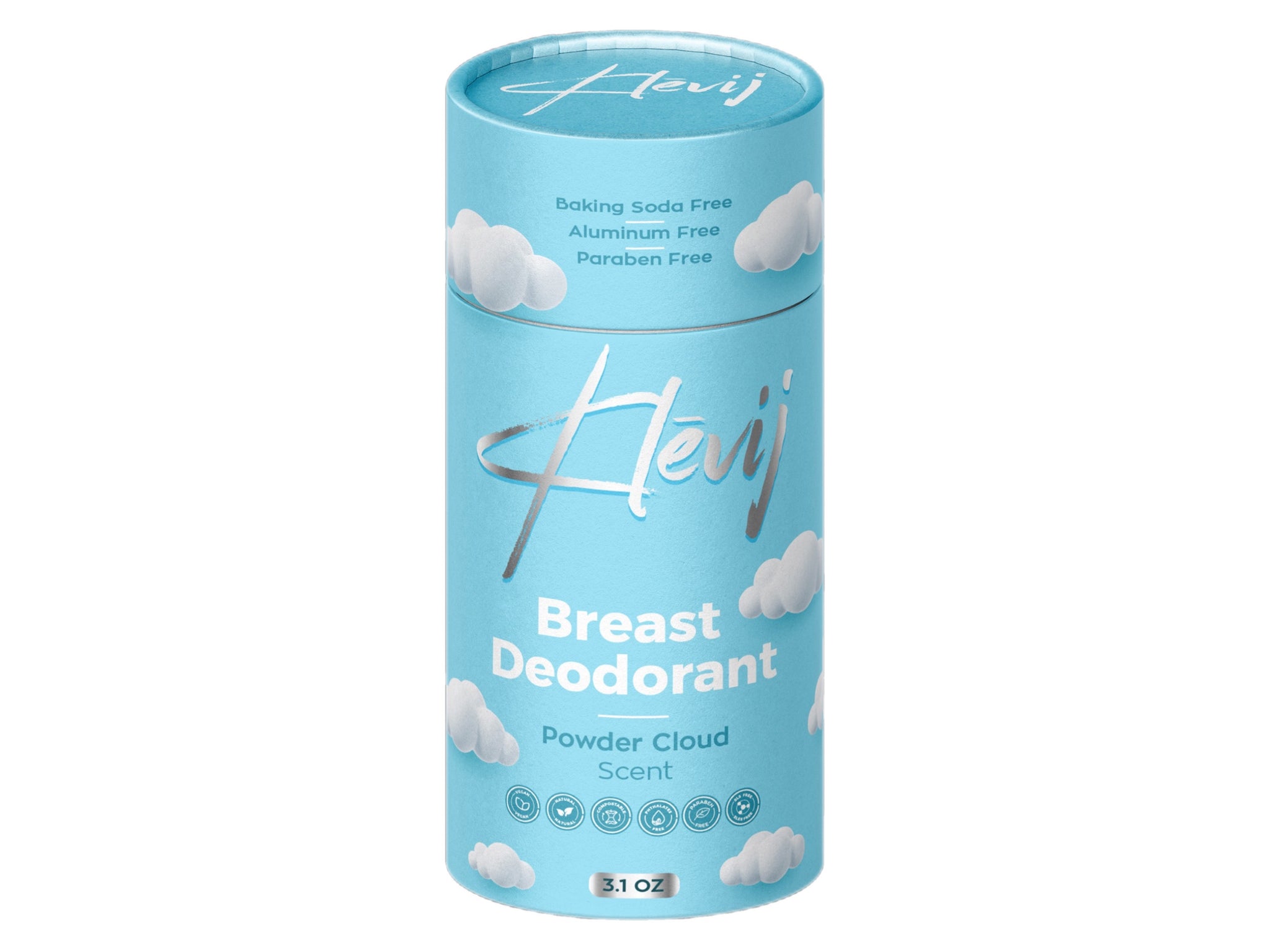 Breast Deodorant by Klevij | 3.1 oz Powder Cloud | Fresh, Chemical-Free Protection