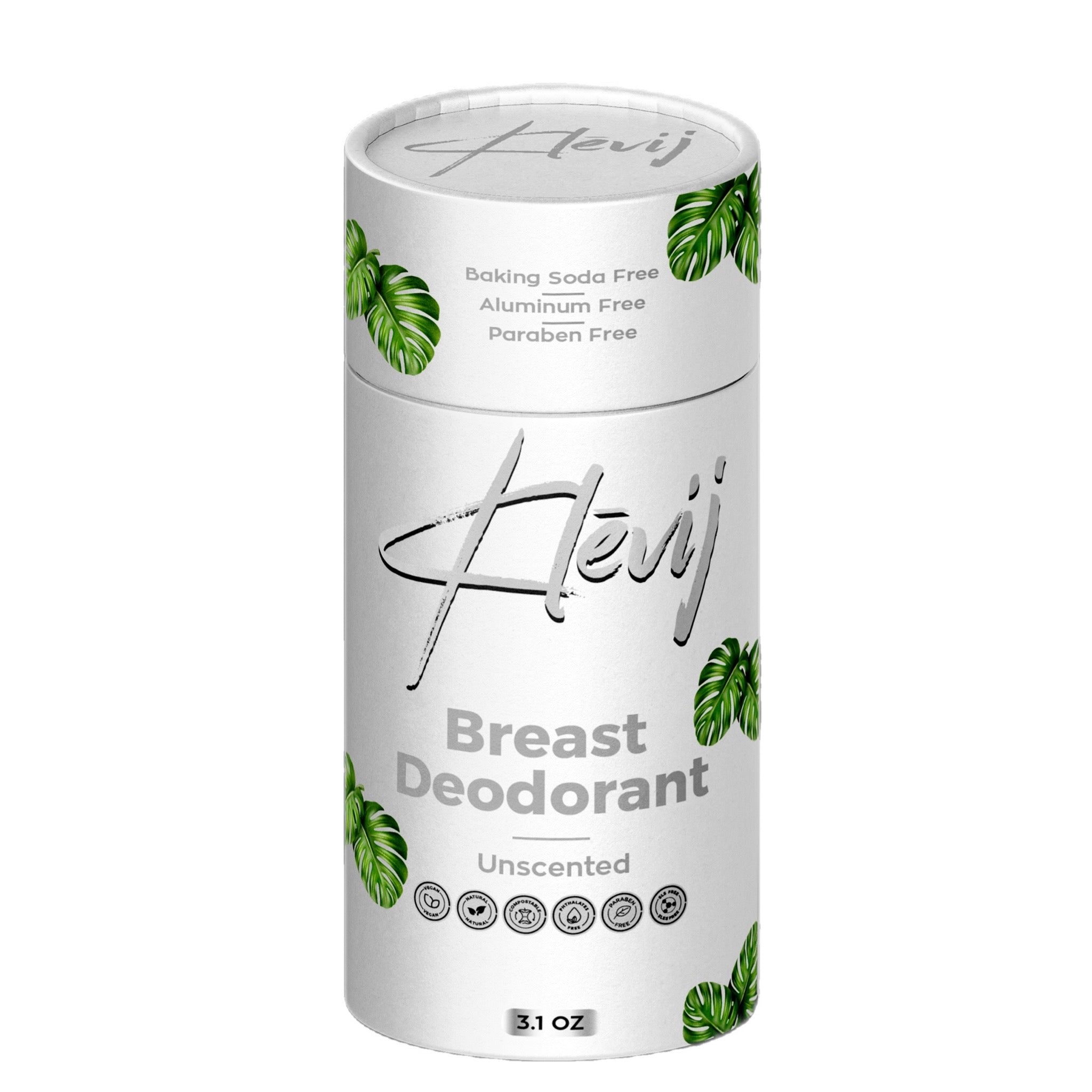 Breast Deodorant by Klevij | 3.1 oz Unscented | Fresh, Chemical-Free Protection
