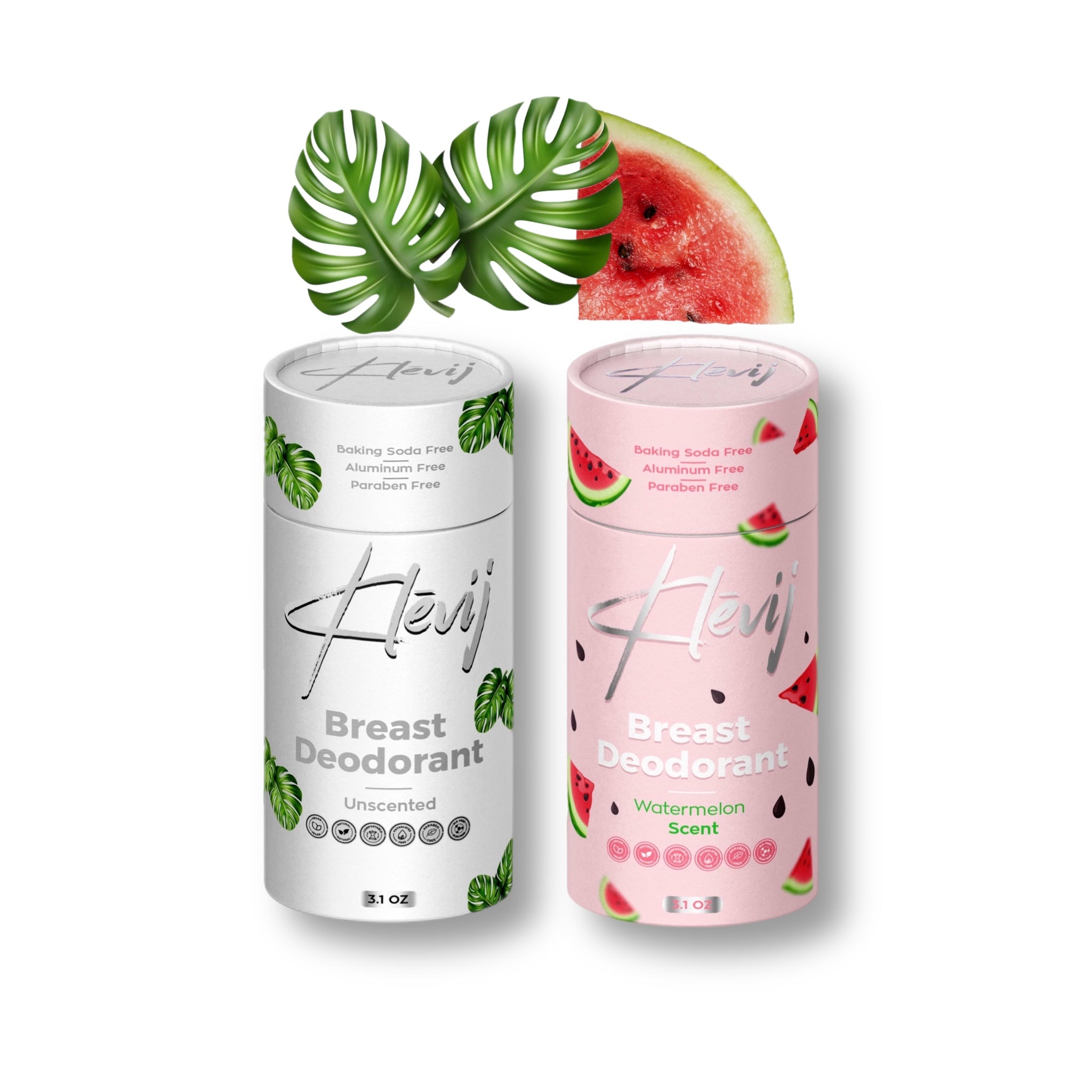 Klevij Breast Deodorant | 2 Pack Varieties | Watermelon | Unscented | Powder Cloud |SunKissed Apricot